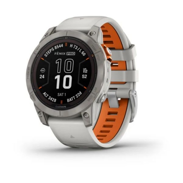 fenix 7 Pro Sapphire Solar Edition - Titanyum Beyaz, Turuncu resmi